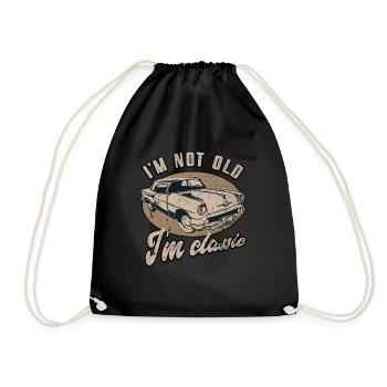 I'm not old I'm classic - Vintage Retro Auto - Drawstring Bag - black - Front