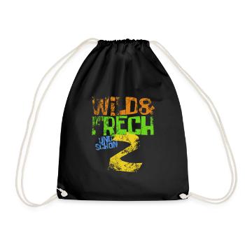 Wild & frech und schon 2 Geburtstag Geschenk - Turnbeutel - Schwarz - Vorne
