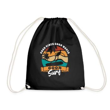 Bonnes vibrations, bonnes vagues, bon surf - cadeau surfeur - Sac de sport léger - noir - Devant