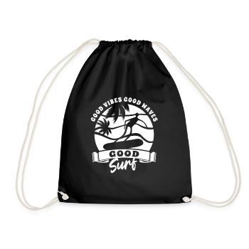 Bonnes vibrations, bonnes vagues, bon surf - cadeau surfeur - Sac de sport léger - noir - Devant