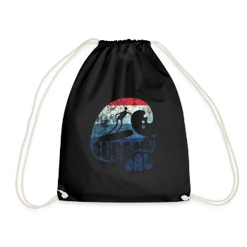Surf toute la journée - Vague - Surfeur - Cadeau - Sac de sport léger - noir - Devant