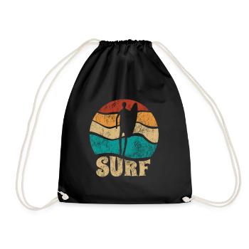 Sunset Surfer - Surf toute la journée - Vague - Cadeau - Sac de sport léger - noir - Devant