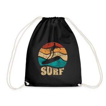 Sunset Surfer - Surf toute la journée - Vague - Cadeau - Sac de sport léger - noir - Devant