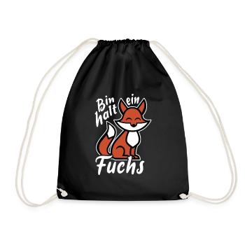 Bin halt ein Fuchs - schlau und clever - für Jungs - Turnbeutel - Schwarz - Vorne