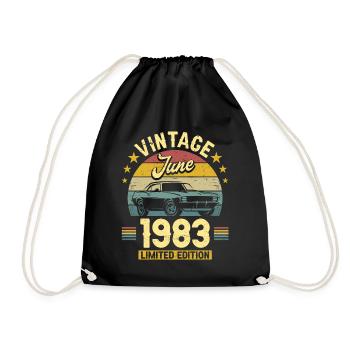 Birthday party June 1983 40 years anniversary - Drawstring Bag - black - Front