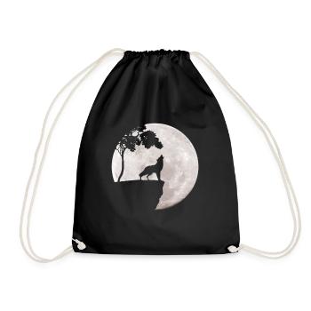 Vollmond - Nacht - Wolf Silhouette - Turnbeutel - Schwarz - Vorne