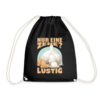 Lustiger Knoblauch Spruch Knobi Knoblauchzehe - Turnbeutel - Schwarz - Vorne