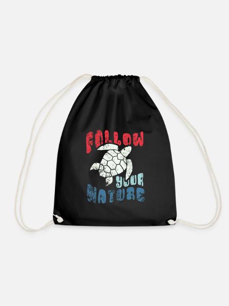 Follow your Nature - Meeresschildkröte - Turnbeutel - Schwarz
