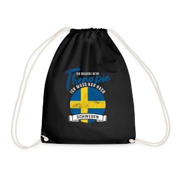 Ich brauche keine Therapie ich muss nach Schweden - Turnbeutel - Schwarz - Vorne