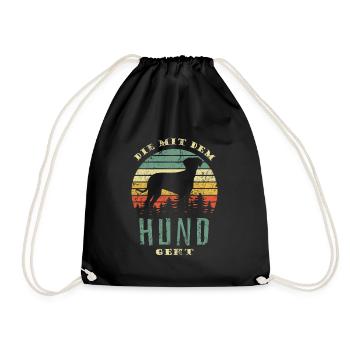 Die mit dem Hund geht - Gassi gehen - Turnbeutel - Schwarz - Vorne