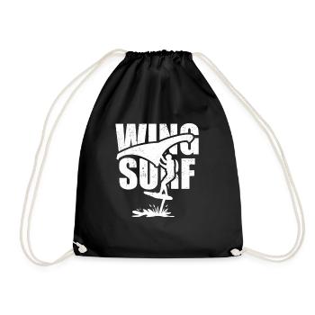 Wing Surfer with Foil Board - Drawstring Bag - black - Front