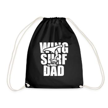 Wing Surf Dad with Foil Board - Drawstring Bag - black - Front