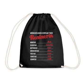 Wöchentlicher Zeitplan einer Rentnerin - Rente - Turnbeutel - Schwarz - Vorne