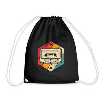 Cassette - Mixtape Audio Cassette Magnetic Tape retro - Drawstring Bag - black - Front
