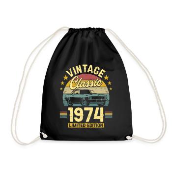 Vintage Car Year 1974 50 Years Anniversary - Drawstring Bag - black - Front