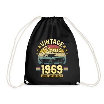 Vintage Car Year 1969 55 Years Anniversary - Drawstring Bag - black - Front
