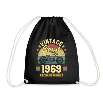 Motorcycle Year 1969 Biker 55 Years Anniversary - Drawstring Bag - black - Front