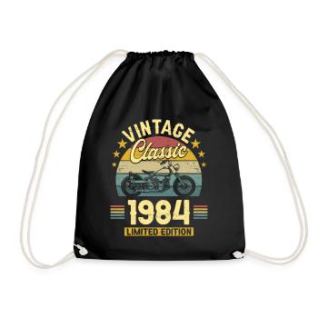 Motorcycle Year 1984 Biker 40 Years Anniversary - Drawstring Bag - black - Front