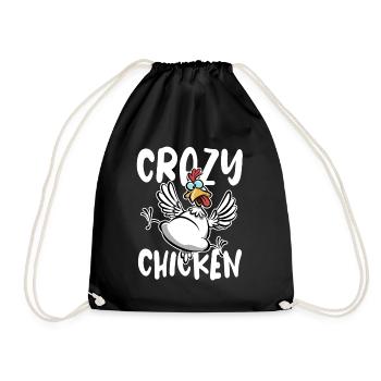 Crazy Chicken, Funny Chicken Cartoon - Drawstring Bag - black - Front