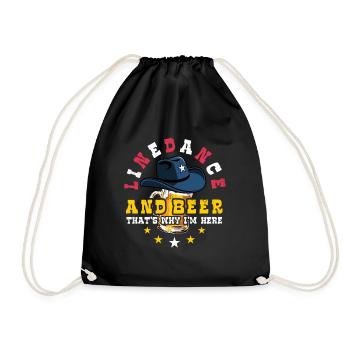 Linedance and Beer - Country Fan - Gift - Drawstring Bag - black - Front