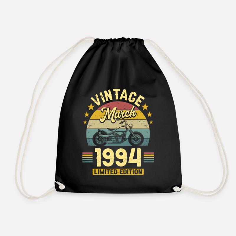 Biker 30 Years 1994 March 30 Years Anniversary - Drawstring Bag - black
