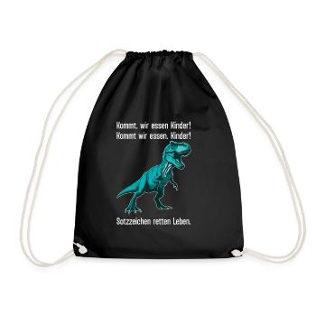 Punctuation Marks Save Lives - Funny Dino Design - Drawstring Bag - black - Front