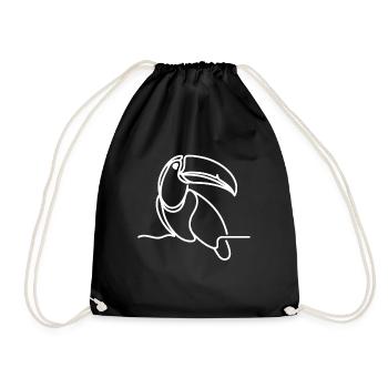 Line Drawing Painting Toucan - One Line Drawing - Drawstring Bag - black - Front