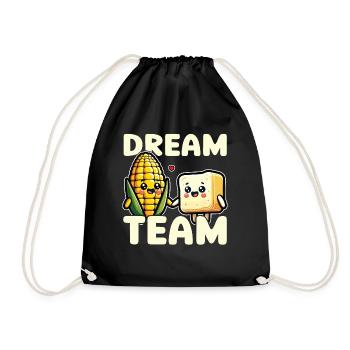 Kawaii Corn and Butter Dream Team Food Lover - Drawstring Bag - black - Front