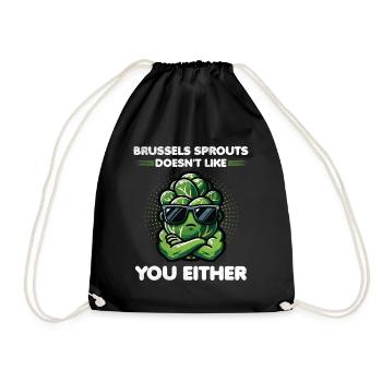 Brussels Sprouts Lover Funny Vegetable - Drawstring Bag - black - Front