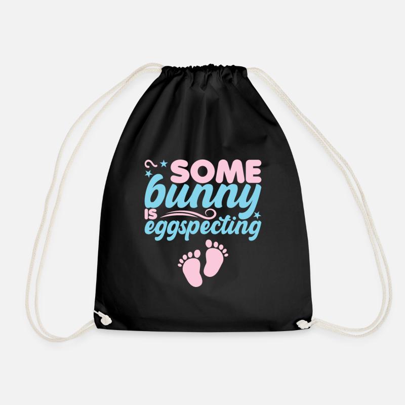 Easter Pregnancy Anouncement Easter Eggs - Drawstring Bag - black