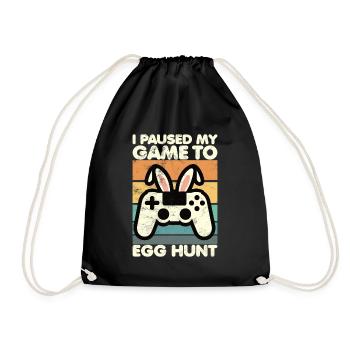 Easter Gamer Ich habe mein Spiel pausiert, um Eier zu suchen - Turnbeutel - Schwarz - Vorne