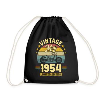 Biker 70 Years 1954 May 70 Years Anniversary - Drawstring Bag - black - Front