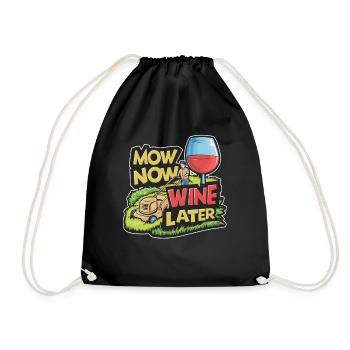 Mow Now Wine Later Lawn Mowing Grass - Drawstring Bag - black - Front