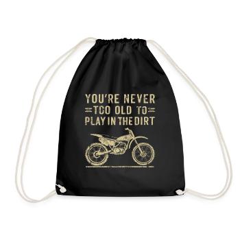 Play in the Dirt Bike Motocross Men and Boys - Drawstring Bag - black - Front