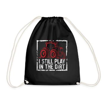Play in the Dirt Tractor Farmer Men and Boys - Drawstring Bag - black - Front