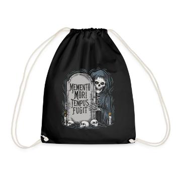 Memento Mori Tempus Fugit Skelett Stoiker - Turnbeutel - Schwarz - Vorne