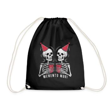 Lustig Memento Mori Skelett Party Stoisch Latein - Turnbeutel - Schwarz - Vorne