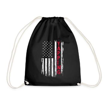Funny Yapper Humor America American Flag - Drawstring Bag - black - Front