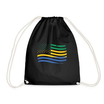 Gabonese Roots and Gabon American Flag - Drawstring Bag - black - Front