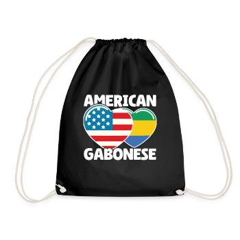 Gabonese Roots and Gabon American Flag - Drawstring Bag - black - Front