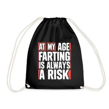 At my Age Farting is always a risk old Age Farts - Drawstring Bag - black - Front
