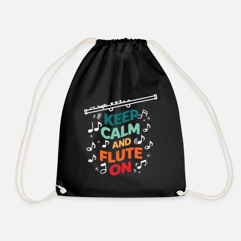 Keep Calm und Flöte auf dem Instrument Transversal Flut - Turnbeutel - Schwarz