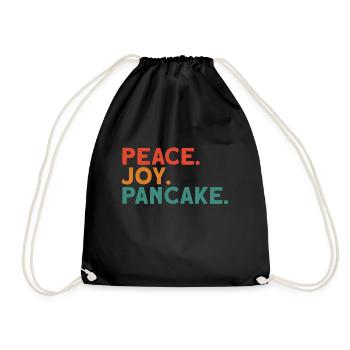 Peace Joy Pancake Deutsch Denglisch Sprichwort - Turnbeutel - Schwarz - Vorne