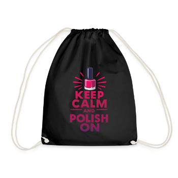 Keep calm and polish on Nail Tech beautician Job - Drawstring Bag - black - Front