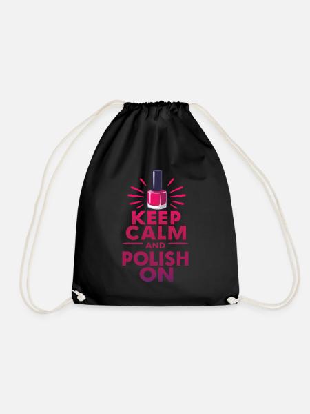 Keep calm and polish on Nail Tech beautician Job - Drawstring Bag - black