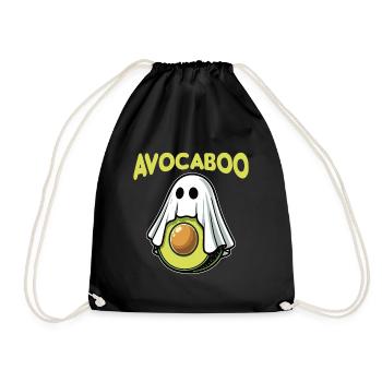 Avocaboo Lustige Avocado Halloween Kostüm Ghost Boo - Turnbeutel - Schwarz - Vorne