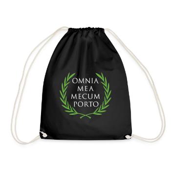 Omnia Mea Mecum Porto Latin Roman Cicero Philsoph - Drawstring Bag - black - Front