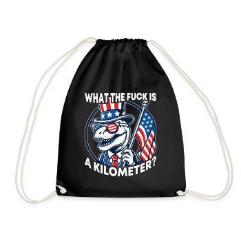 WTF is a kilometer American Flag T-Rex President - Drawstring Bag - black - Front