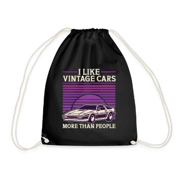 I Like Vintage Cars more Than People Funny Vintage - Drawstring Bag - black - Front