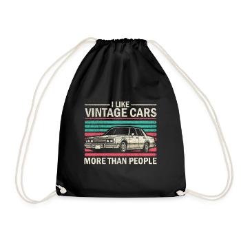 I Like Vintage Cars more Than People Funny Vintage - Drawstring Bag - black - Front